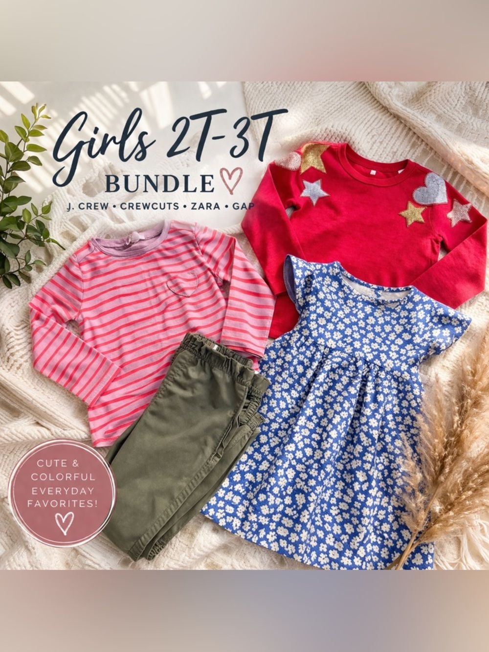 Lot of Colorful Girls Kids Clothing Set sz 2T-3T J. Crew Crewcuts, Zara, Gap Kid